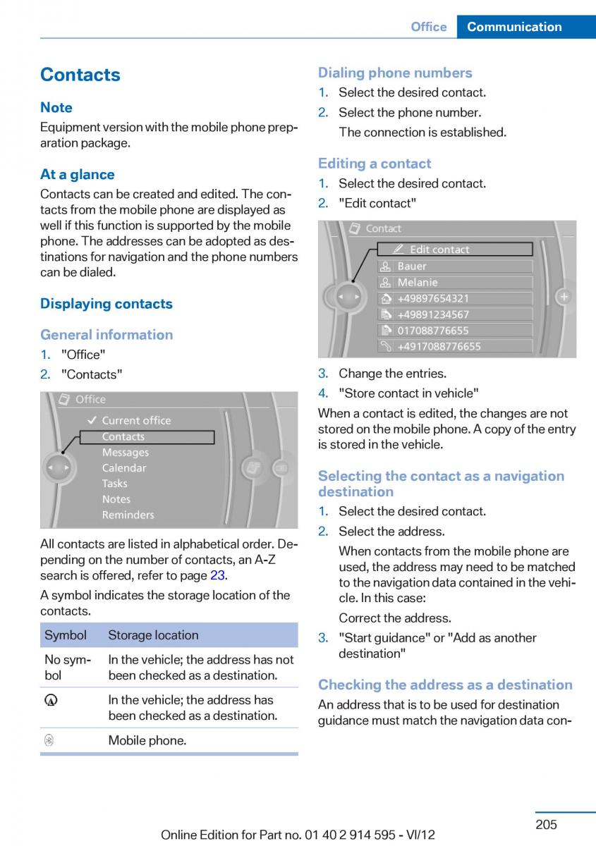 BMW X1 E84 owners manual / page 205