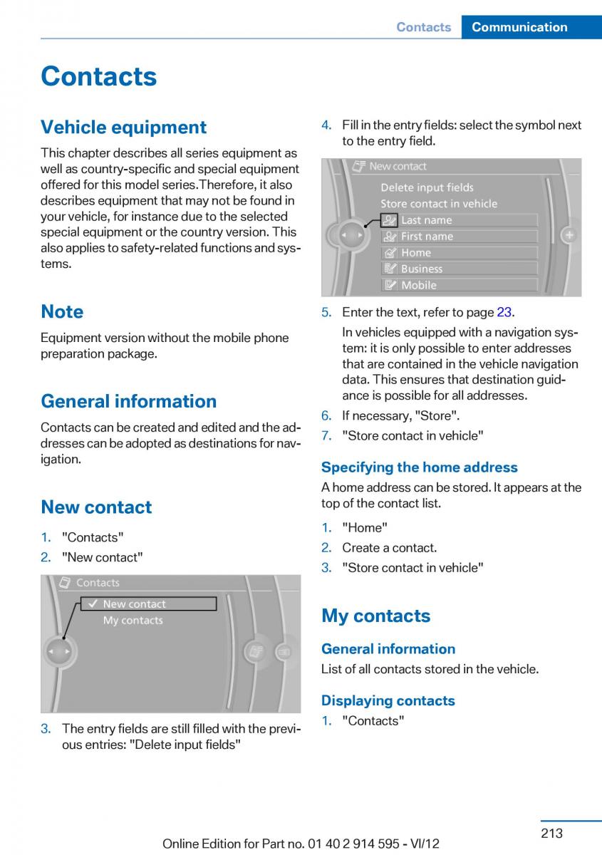 BMW X1 E84 owners manual / page 213