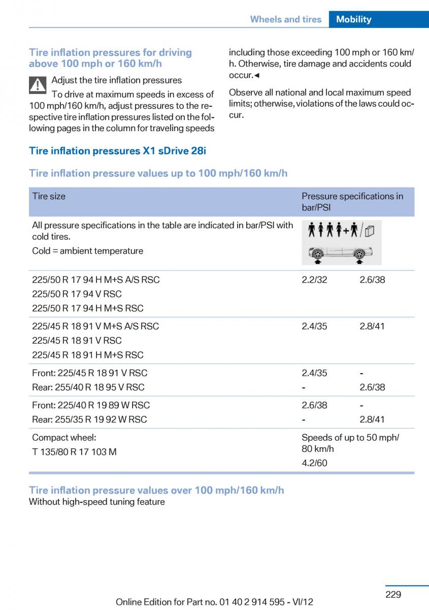 BMW X1 E84 owners manual / page 229