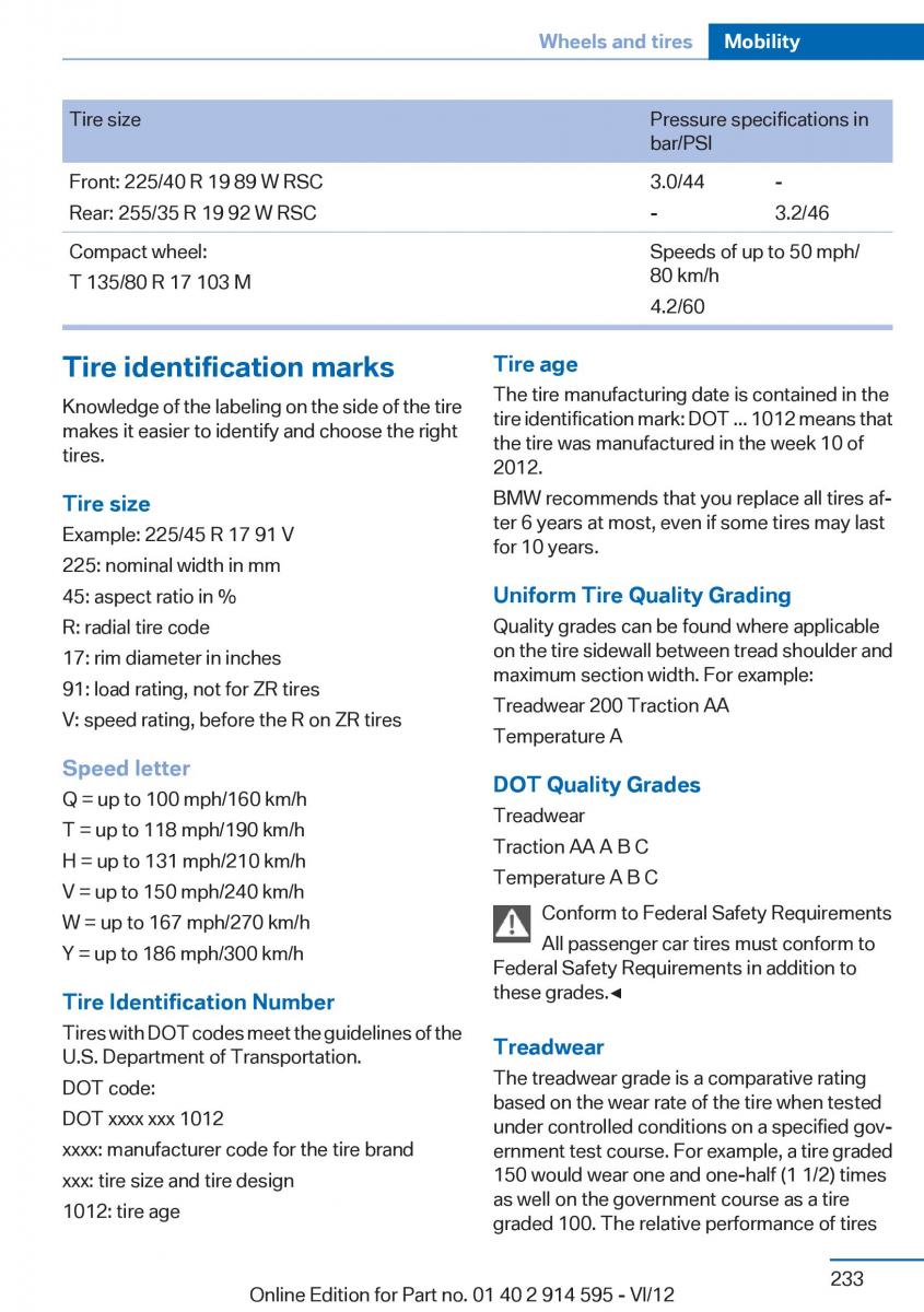 BMW X1 E84 owners manual / page 233