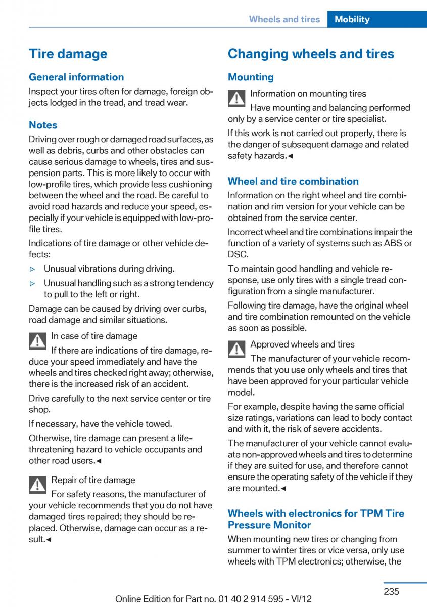 BMW X1 E84 owners manual / page 235