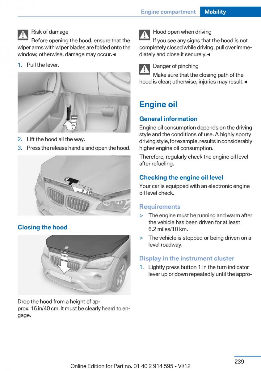 BMW X1 E84 owners manual / page 239