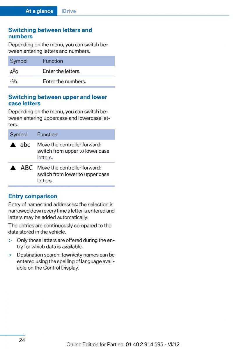 BMW X1 E84 owners manual / page 24