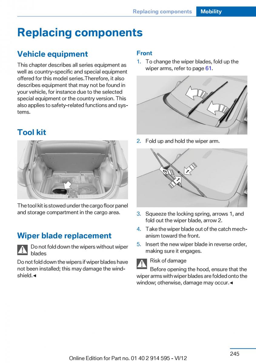 BMW X1 E84 owners manual / page 245