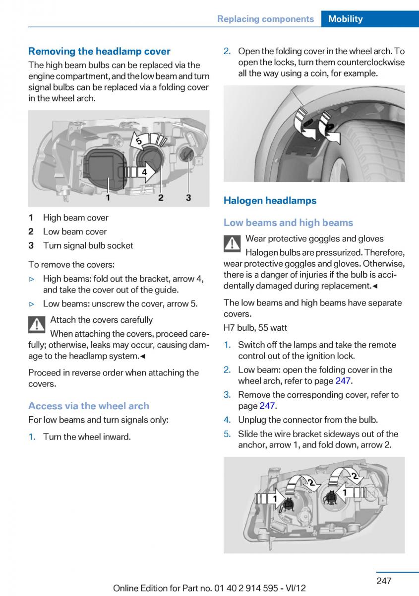 BMW X1 E84 owners manual / page 247