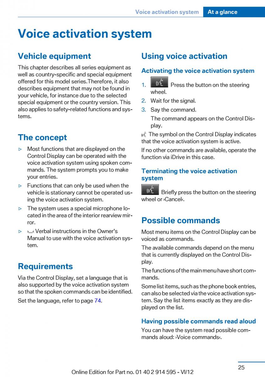 BMW X1 E84 owners manual / page 25