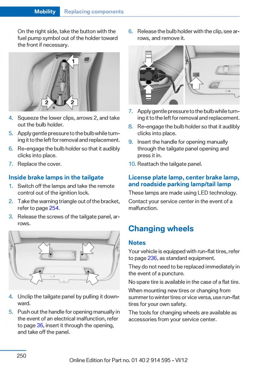 BMW X1 E84 owners manual / page 250