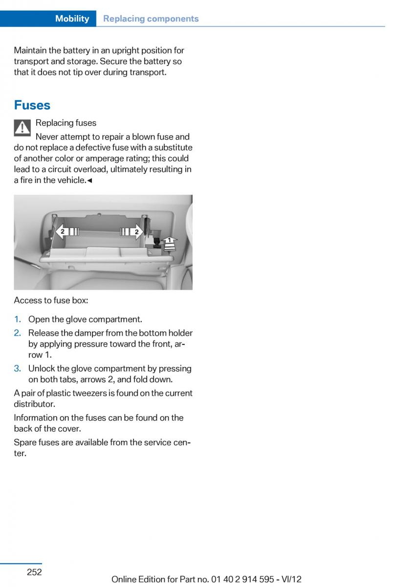 BMW X1 E84 owners manual / page 252