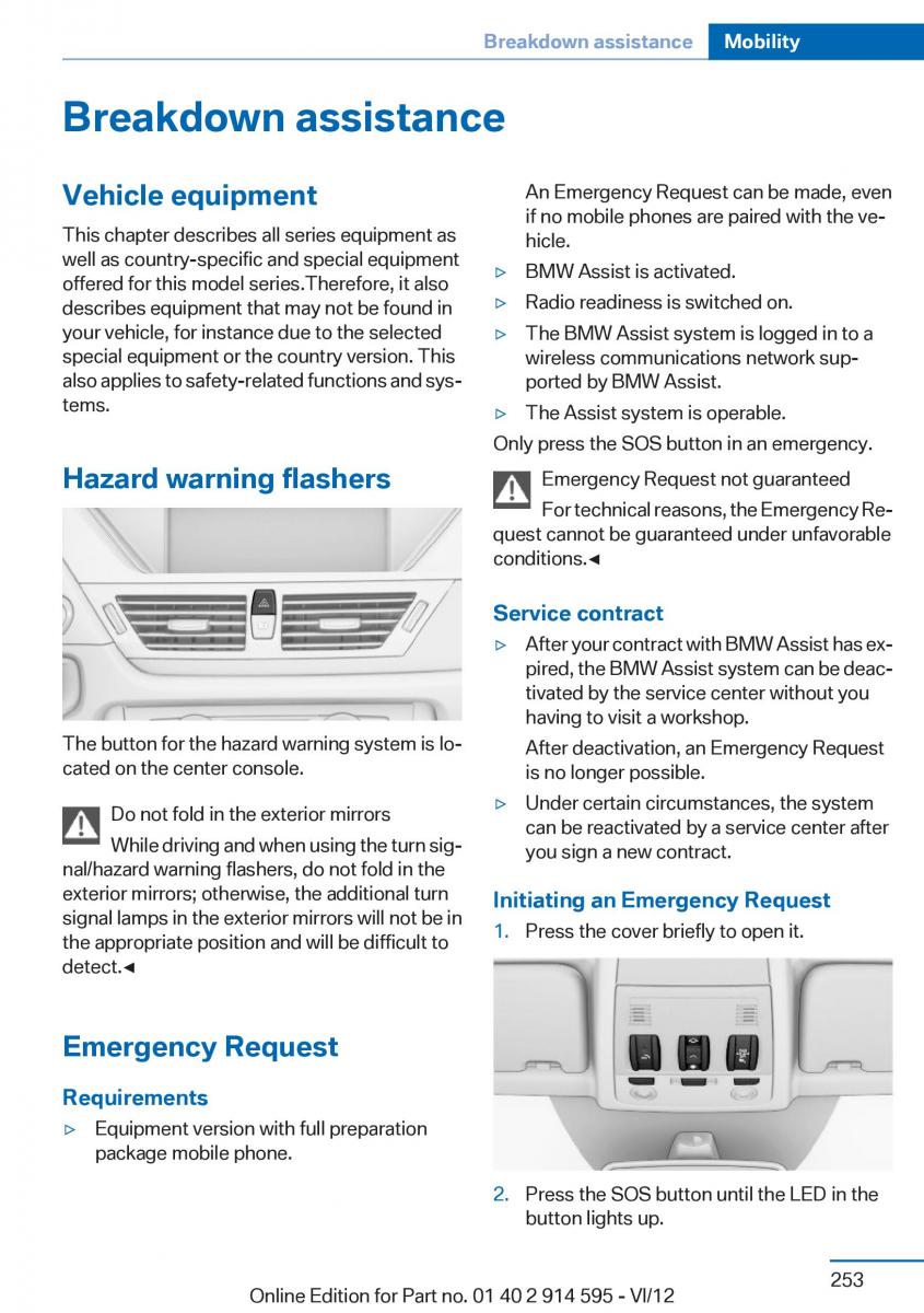 BMW X1 E84 owners manual / page 253