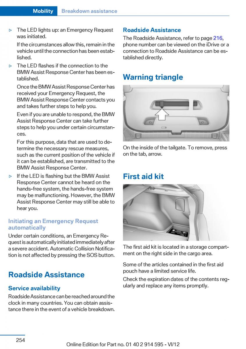 BMW X1 E84 owners manual / page 254