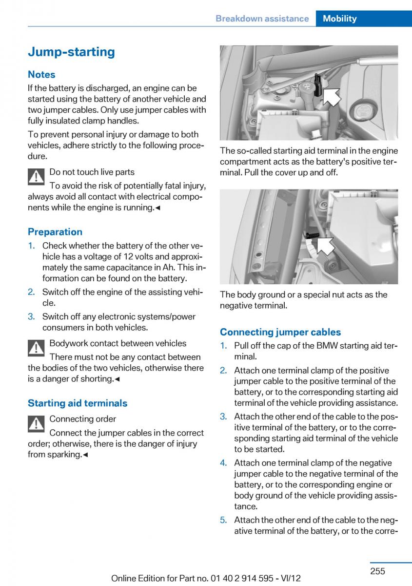 BMW X1 E84 owners manual / page 255