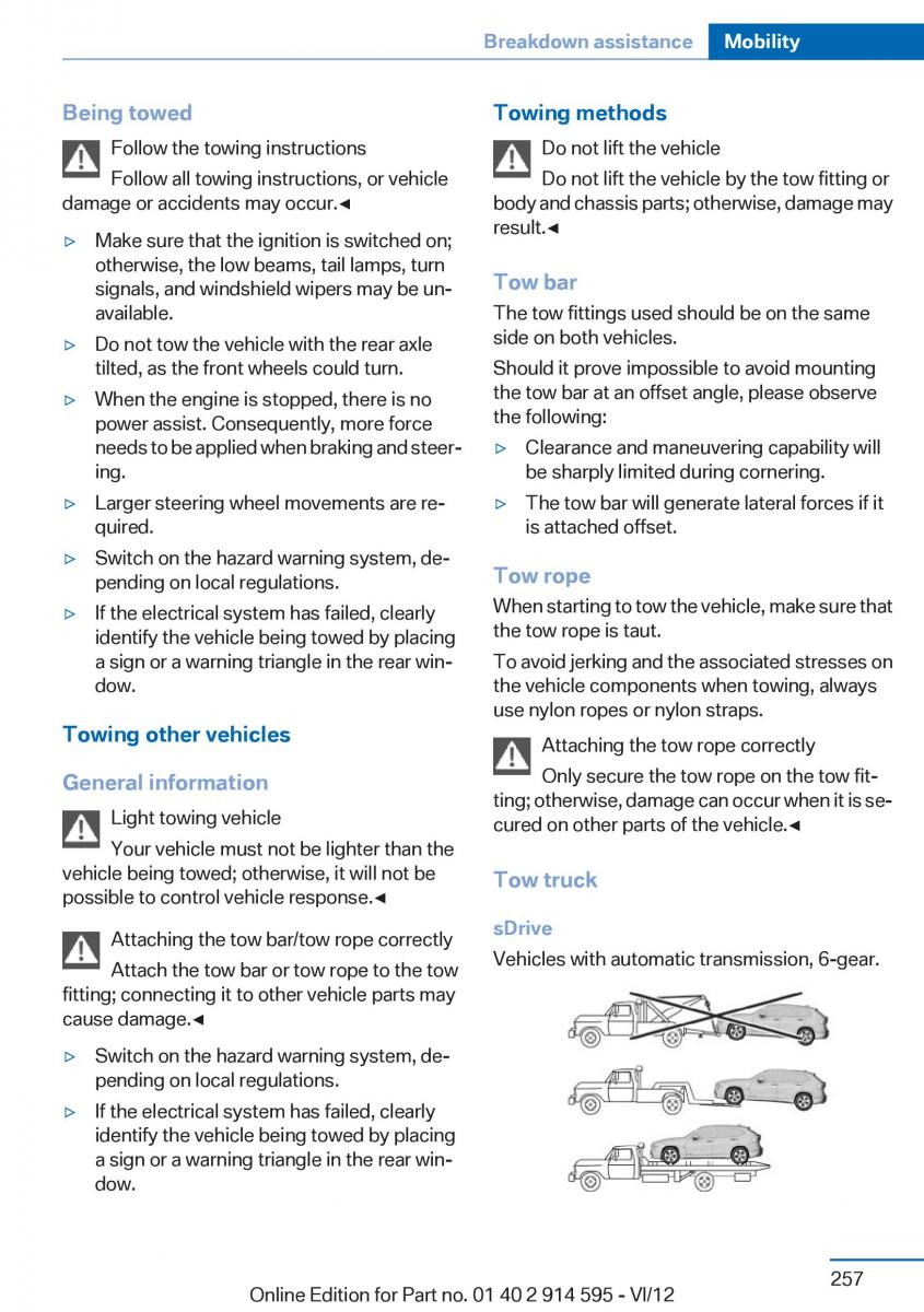 BMW X1 E84 owners manual / page 257