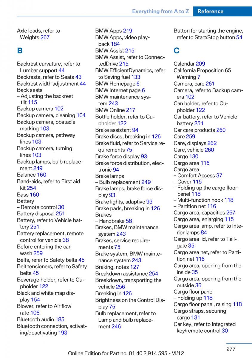 BMW X1 E84 owners manual / page 277