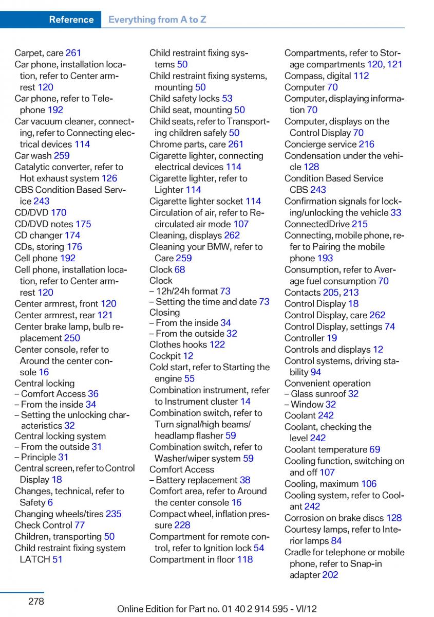 BMW X1 E84 owners manual / page 278