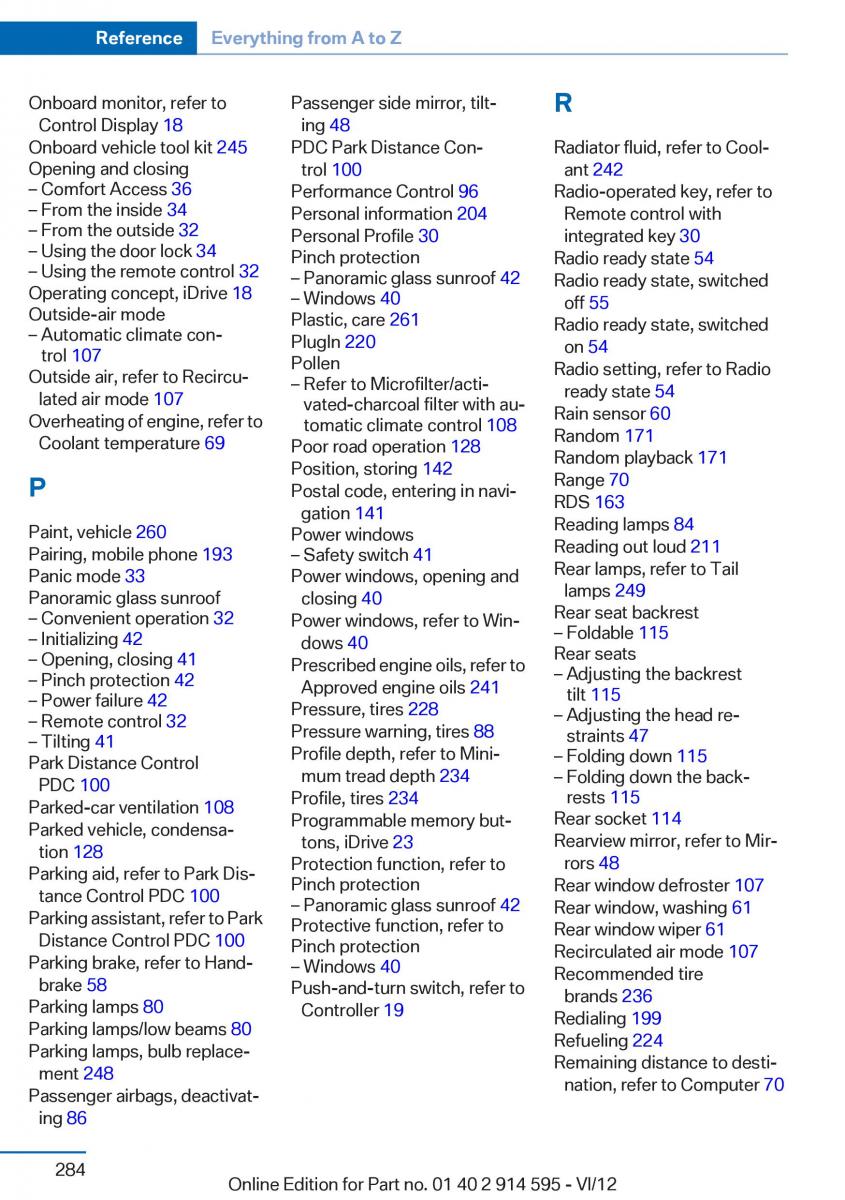 BMW X1 E84 owners manual / page 284