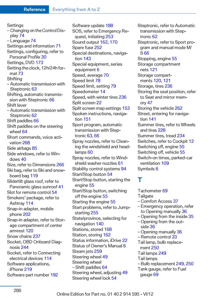 BMW X1 E84 owners manual / page 286