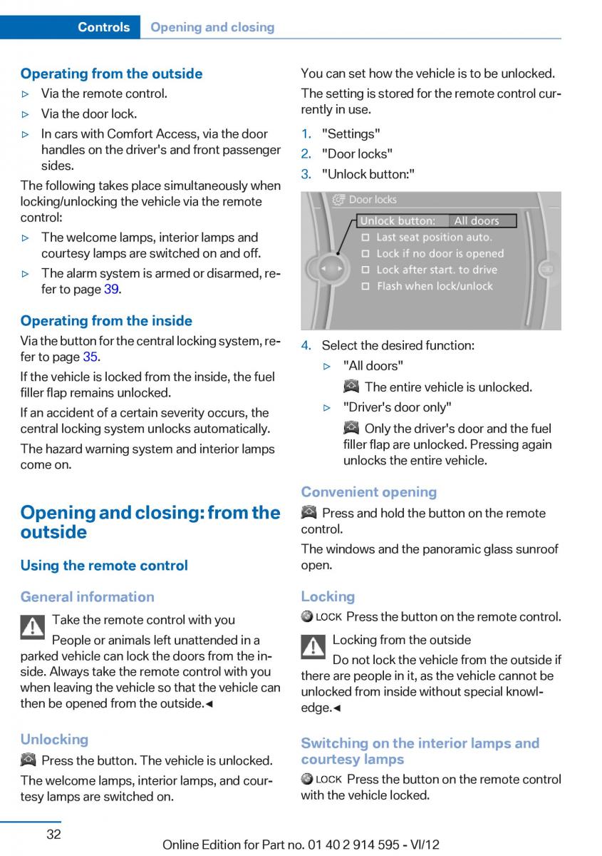 BMW X1 E84 owners manual / page 32