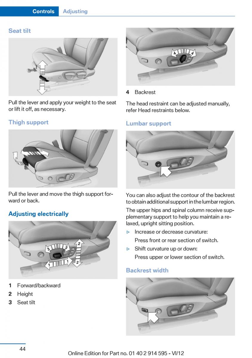 BMW X1 E84 owners manual / page 44