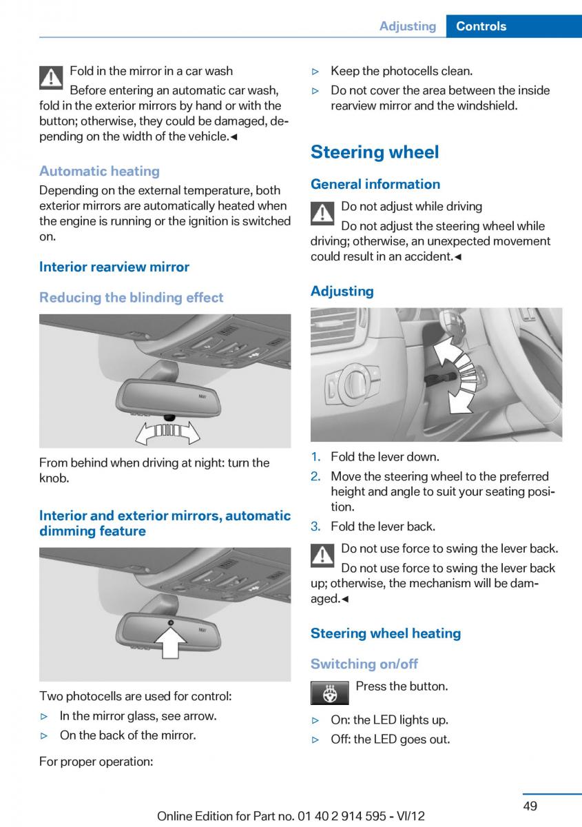 BMW X1 E84 owners manual / page 49