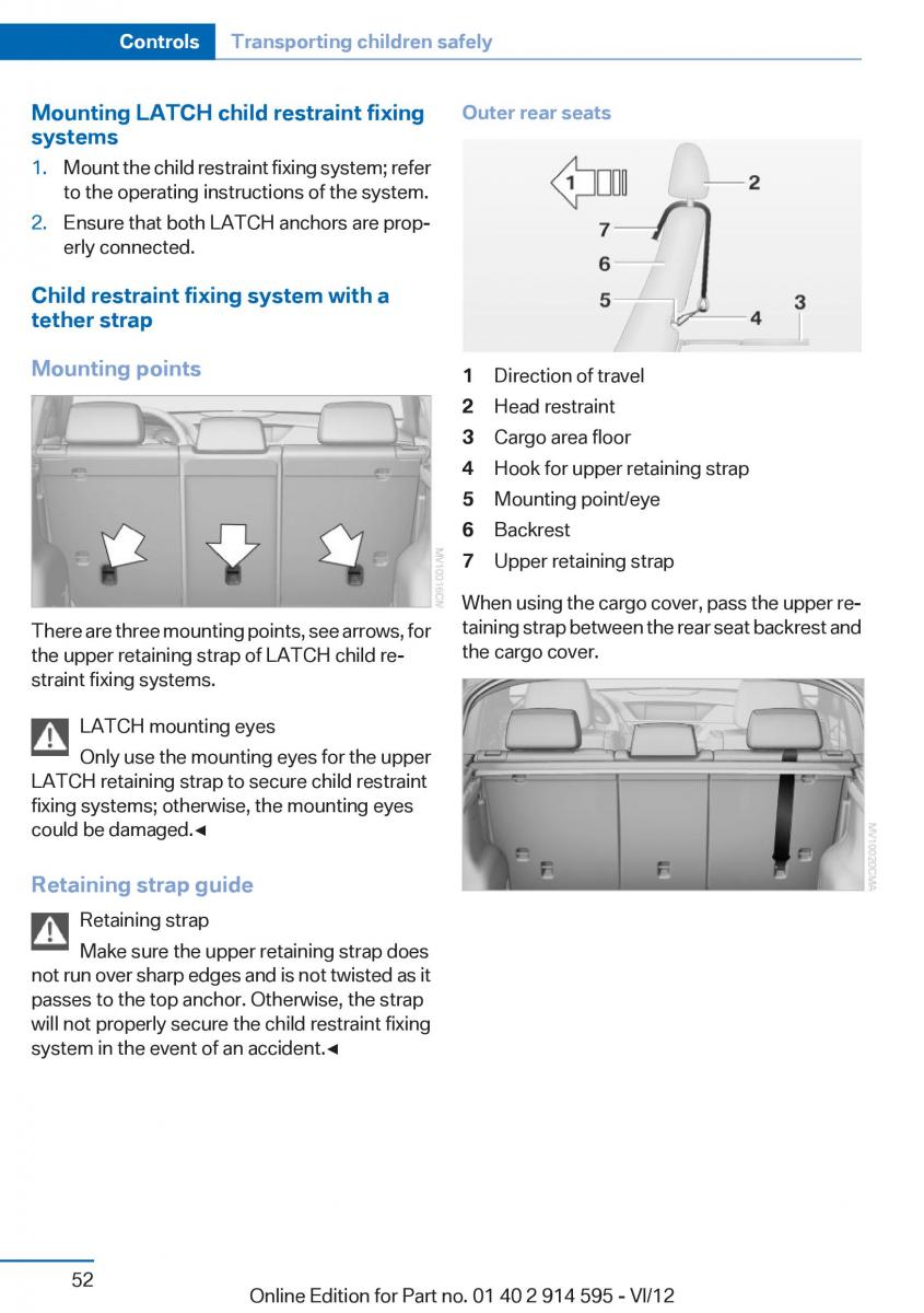 BMW X1 E84 owners manual / page 52