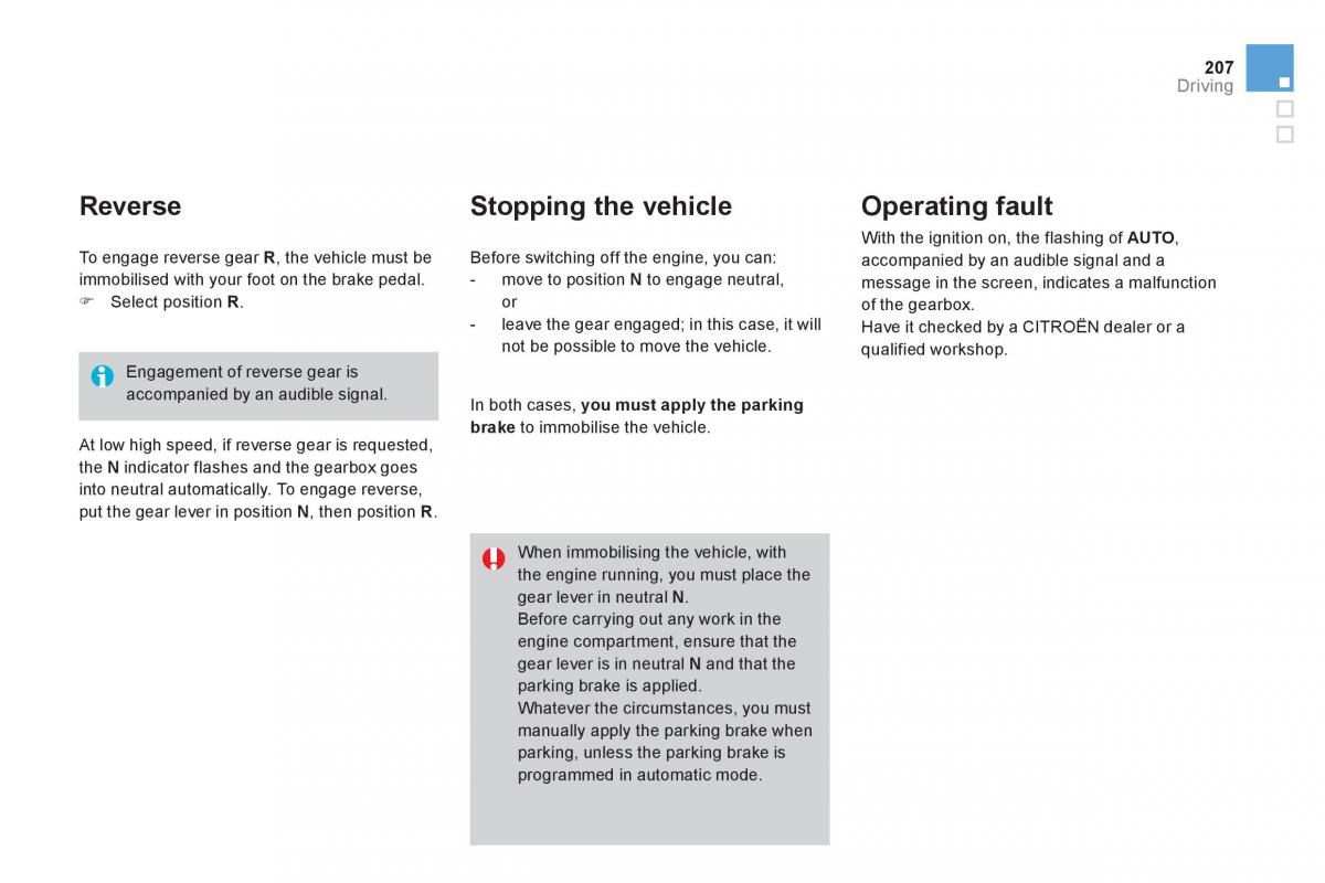 Citroen DS4 owners manual / page 209