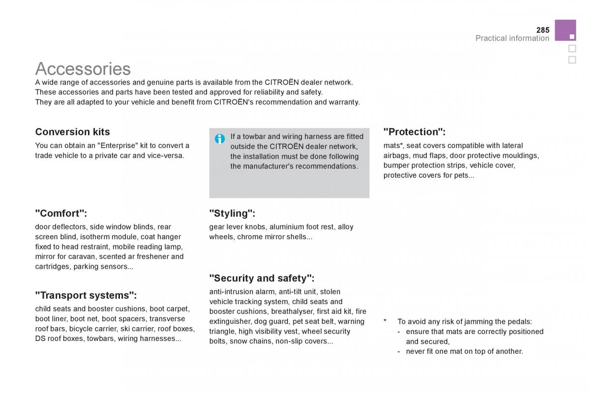 Citroen DS4 owners manual / page 287