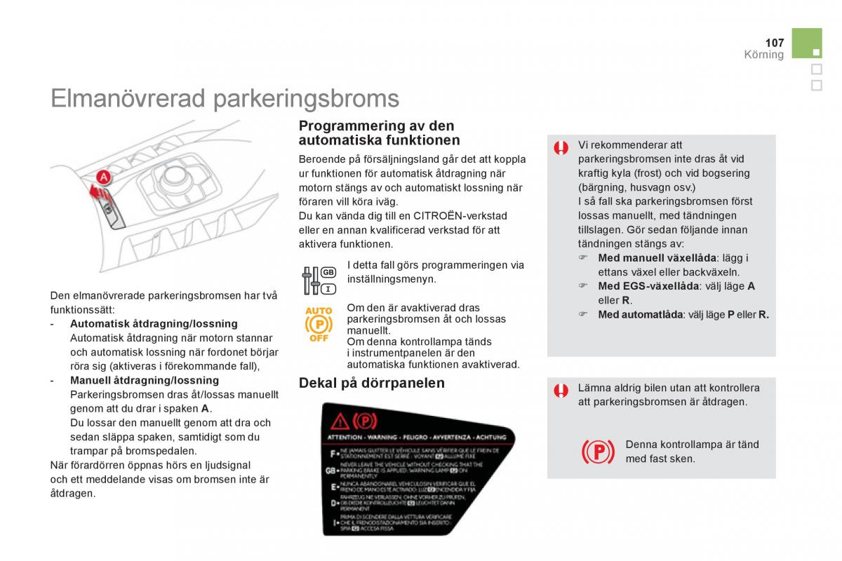 Citroen DS5 instruktionsbok / page 109