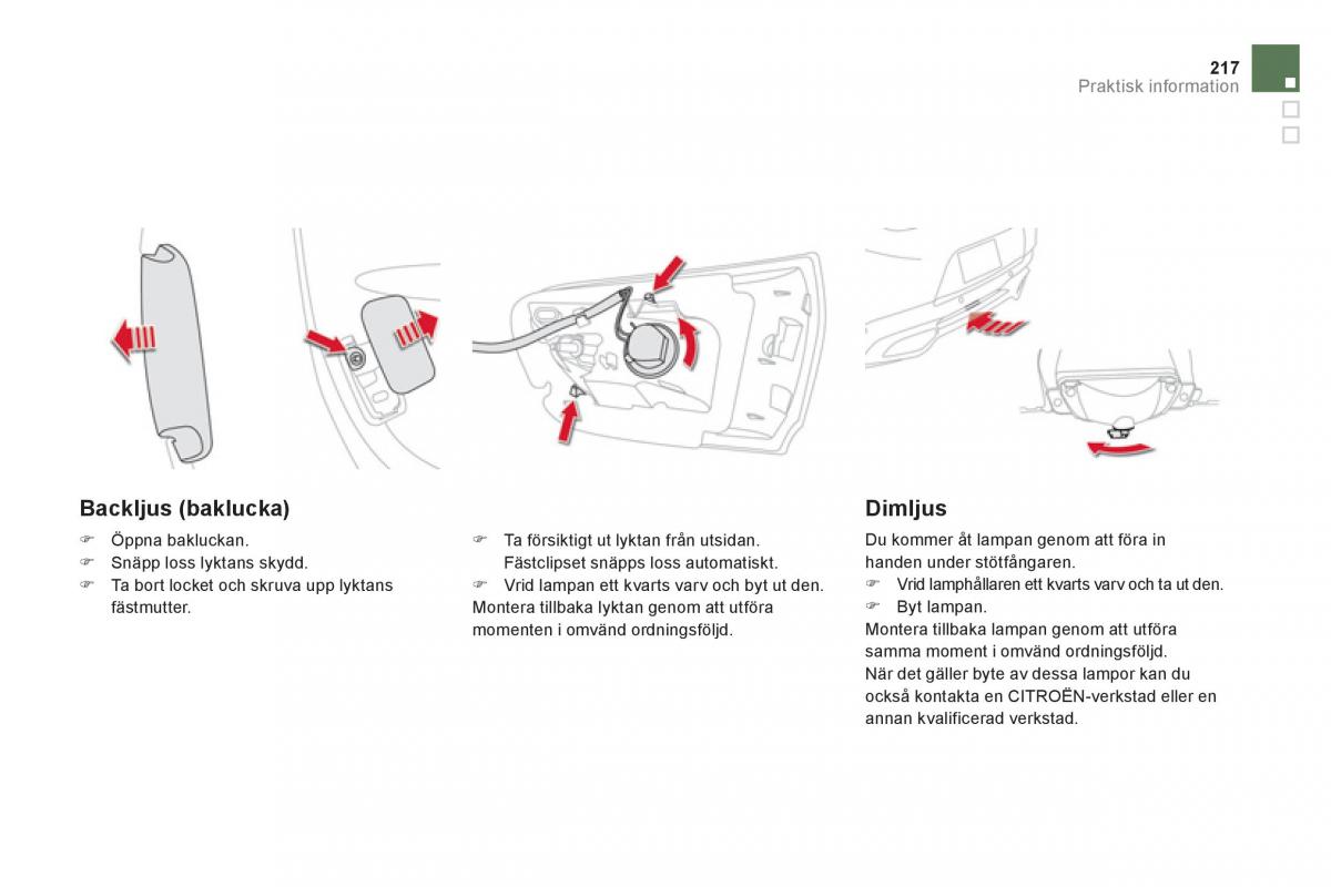 Citroen DS5 instruktionsbok / page 219