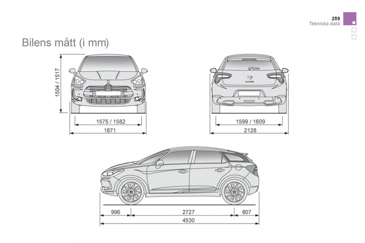 Citroen DS5 instruktionsbok / page 261