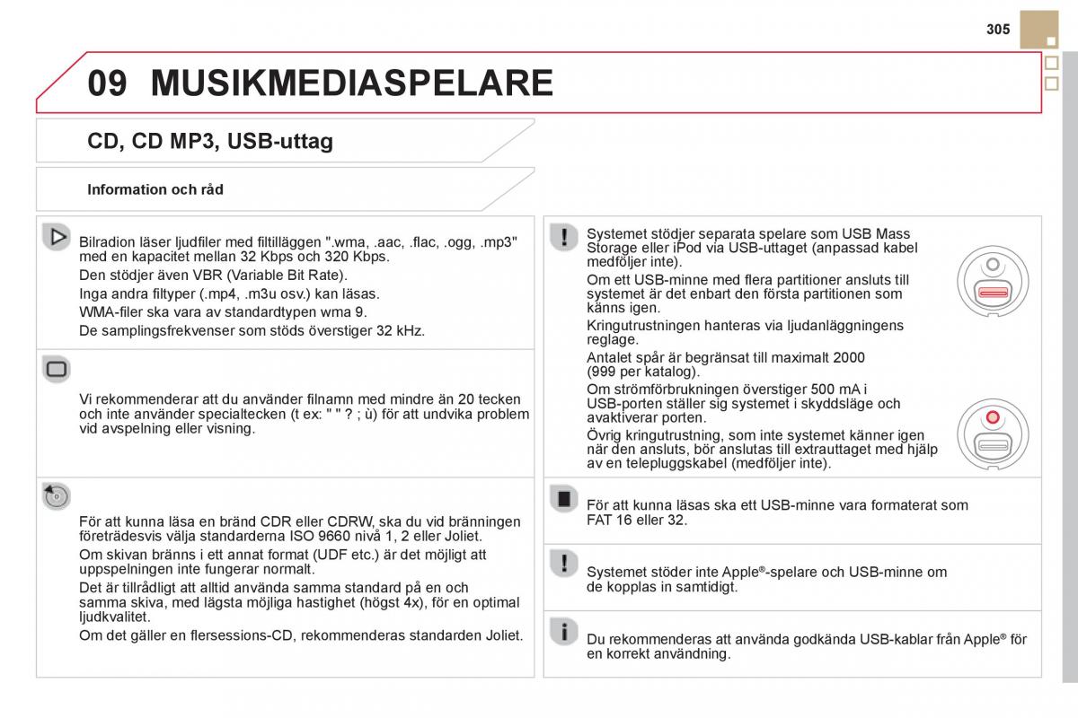 Citroen DS5 instruktionsbok / page 307