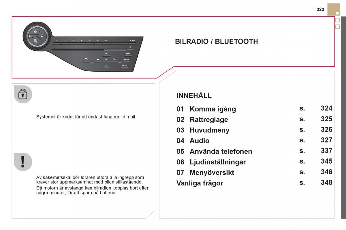 Citroen DS5 instruktionsbok / page 325