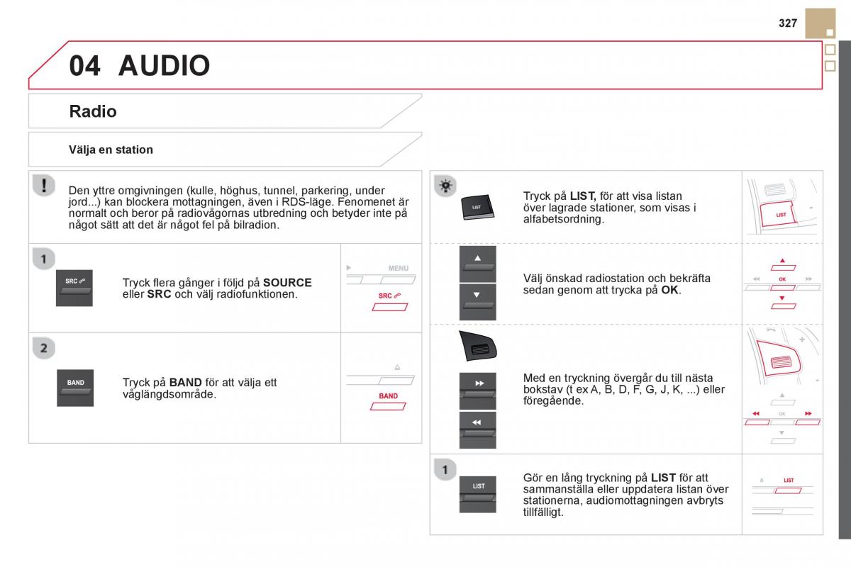 Citroen DS5 instruktionsbok / page 329