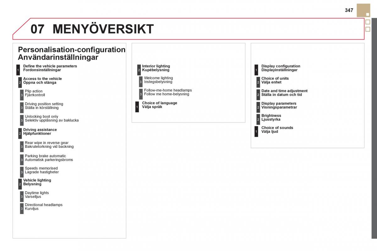 Citroen DS5 instruktionsbok / page 349