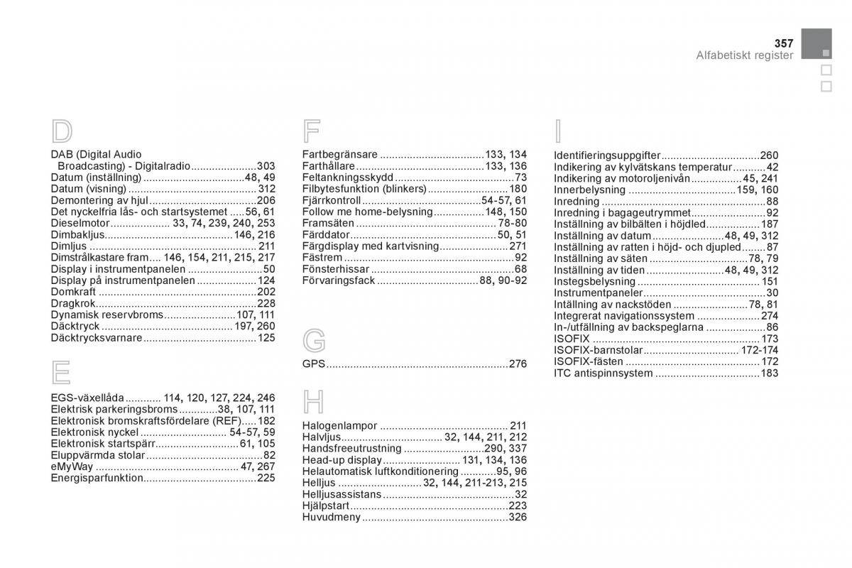 Citroen DS5 instruktionsbok / page 359