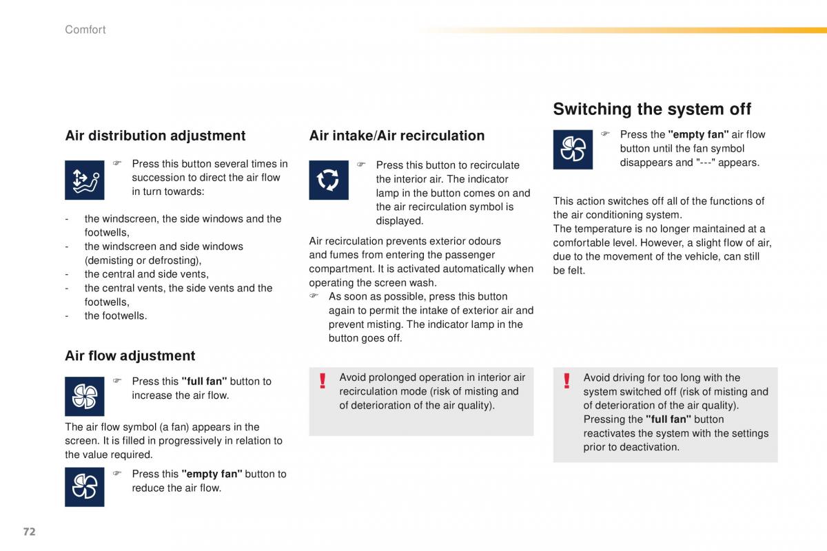 Peugeot 208 owners manual / page 74