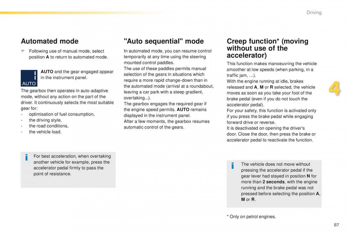 Peugeot 208 owners manual / page 89