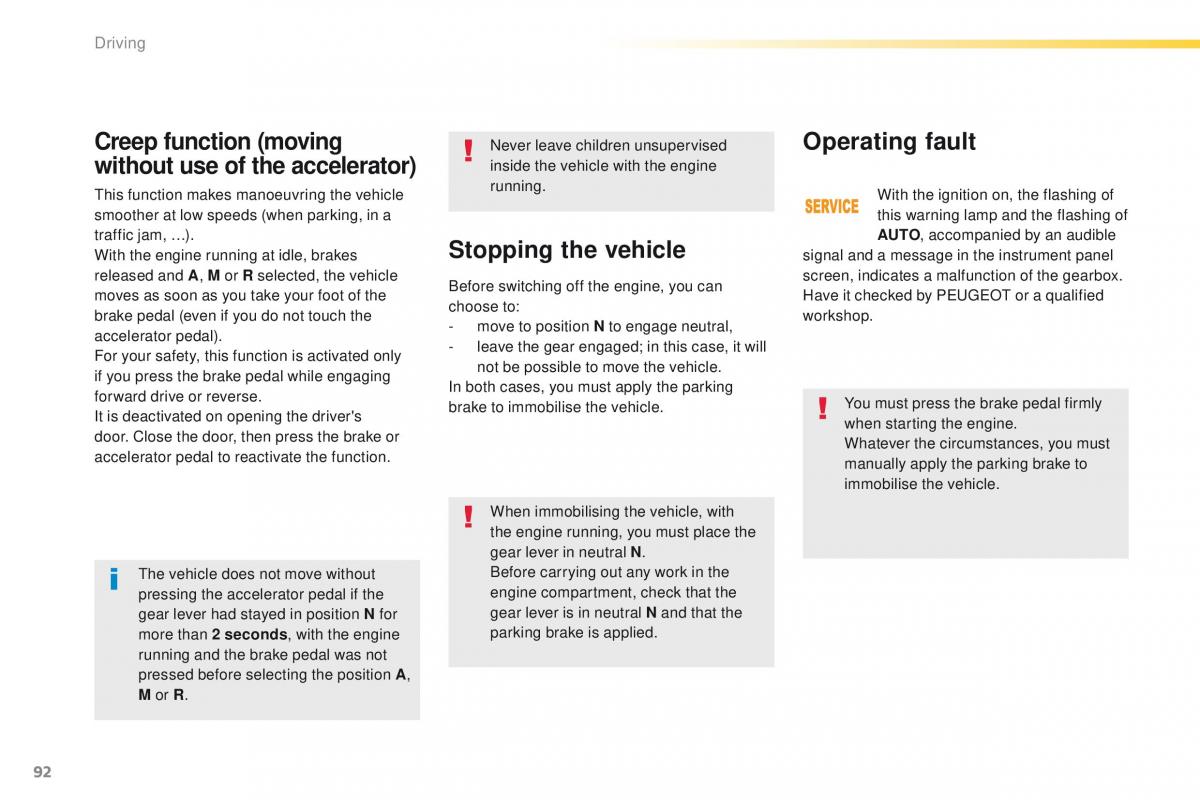 Peugeot 208 owners manual / page 94