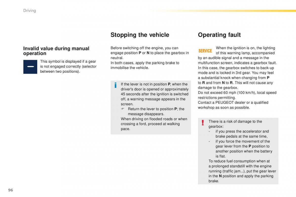 Peugeot 208 owners manual / page 98