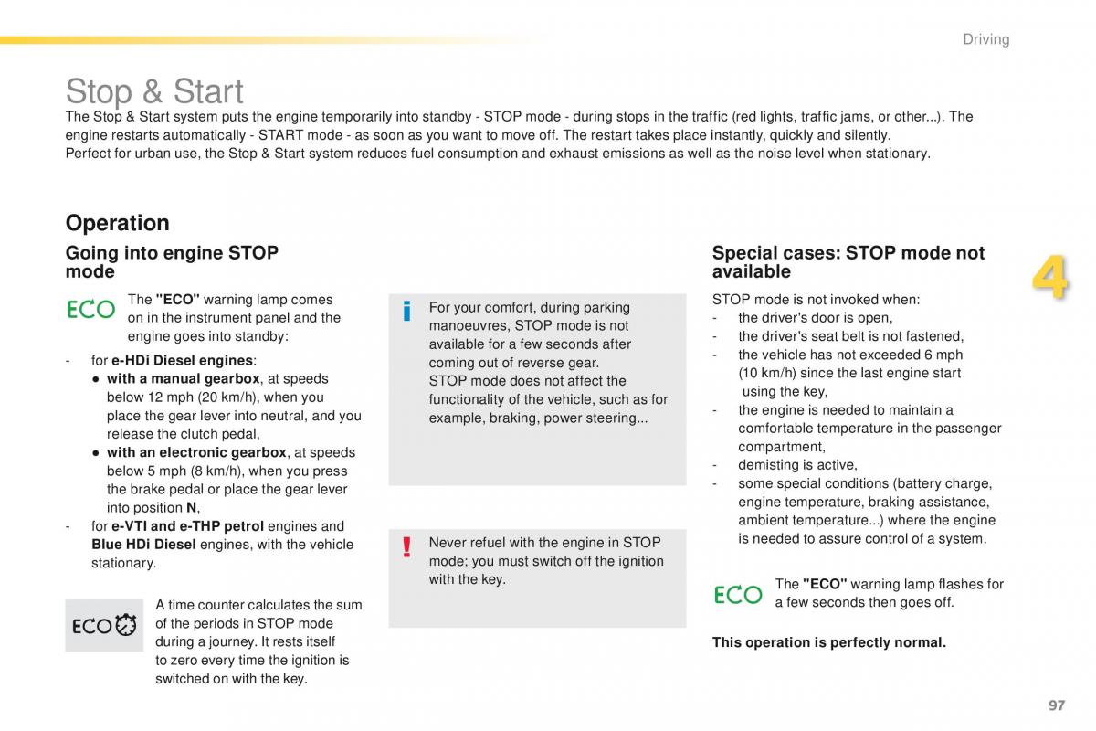 Peugeot 208 owners manual / page 99