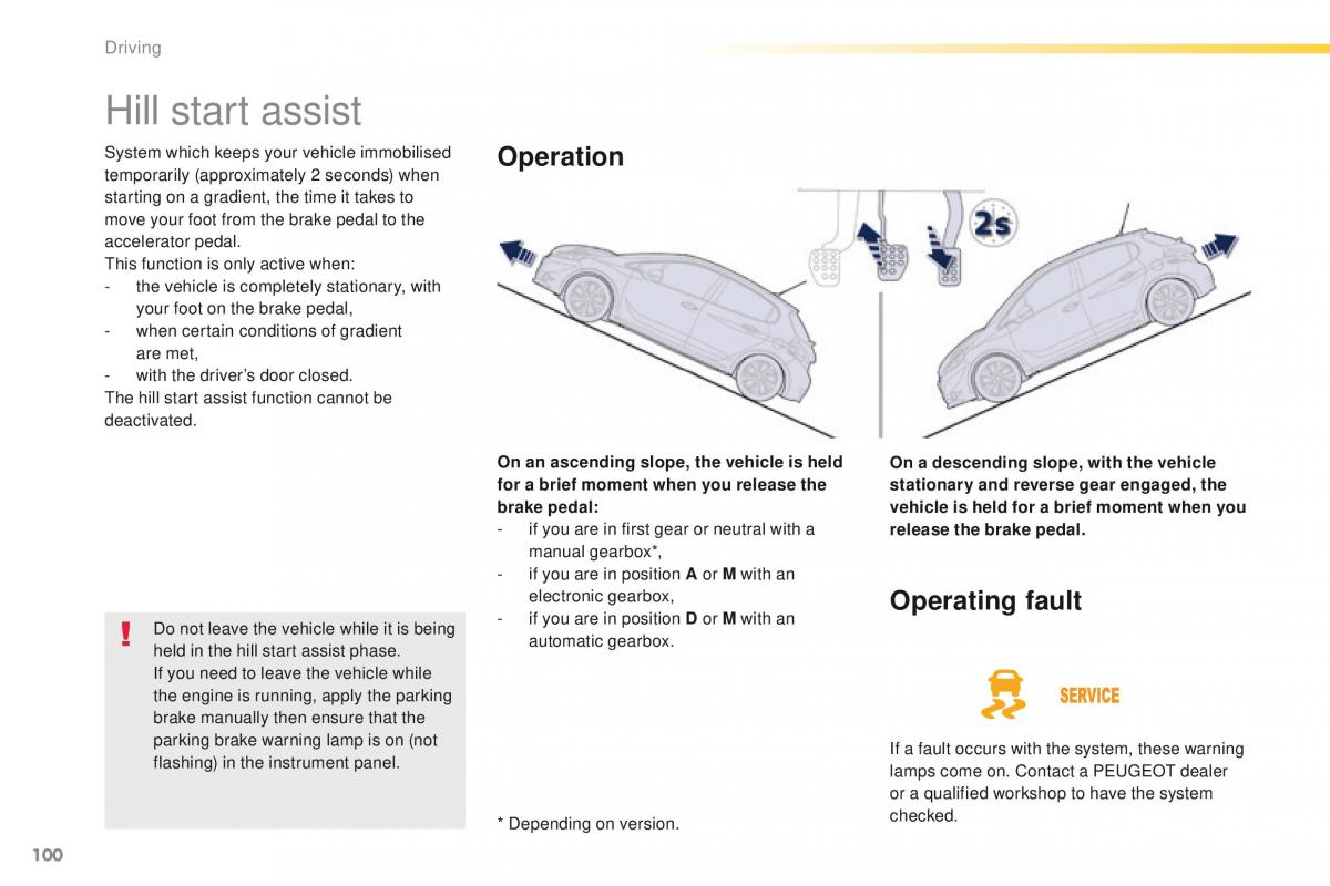 Peugeot 208 owners manual / page 102