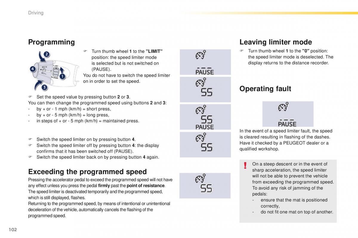 Peugeot 208 owners manual / page 104