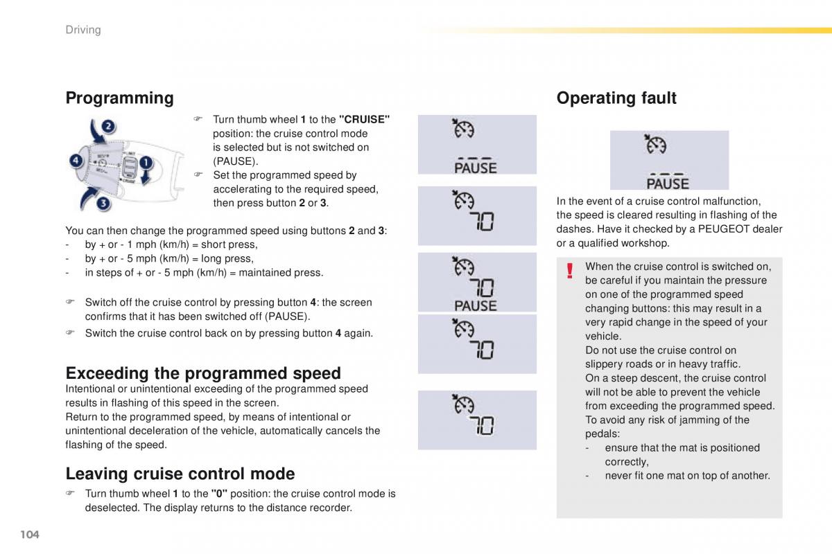 Peugeot 208 owners manual / page 106