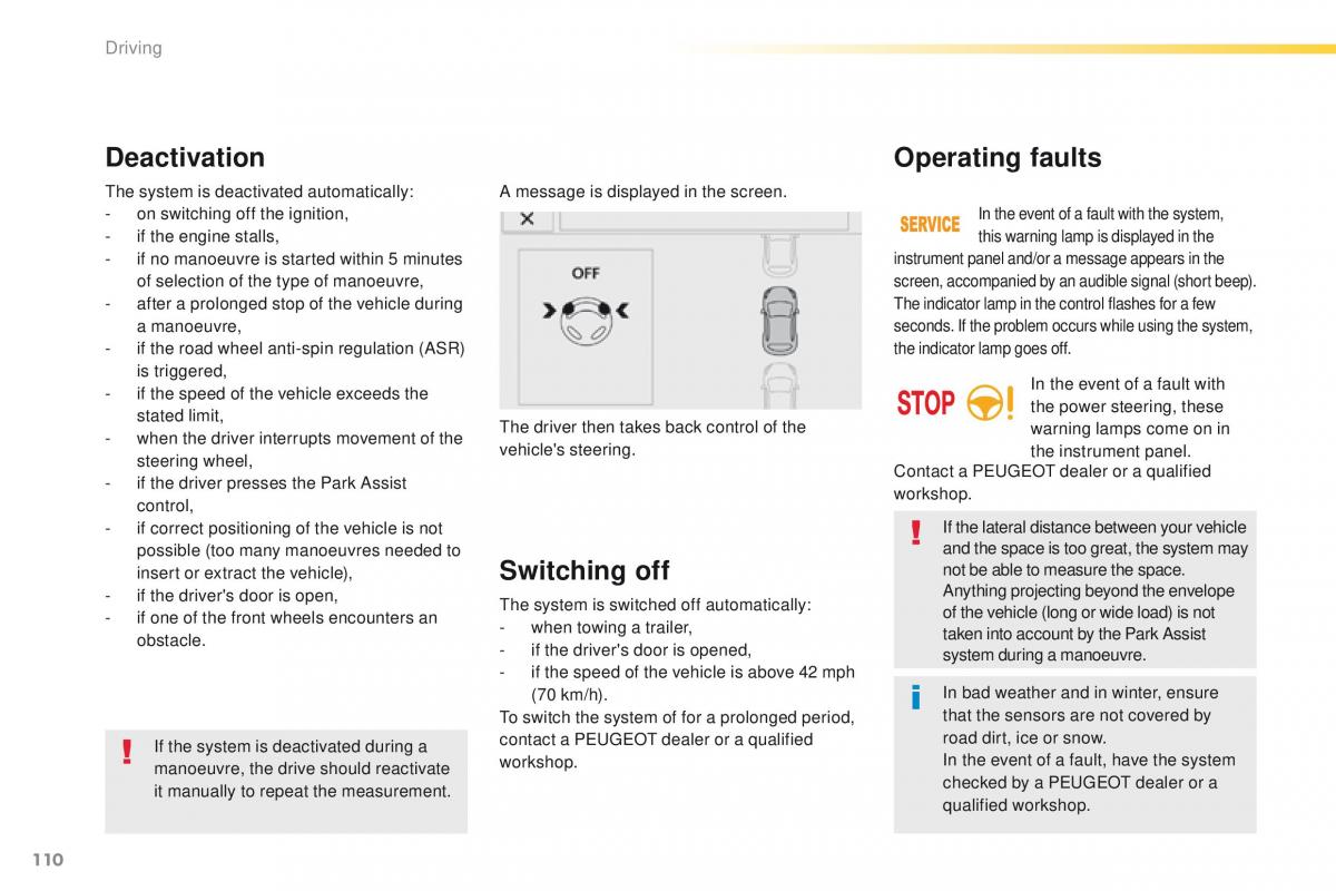 Peugeot 208 owners manual / page 112