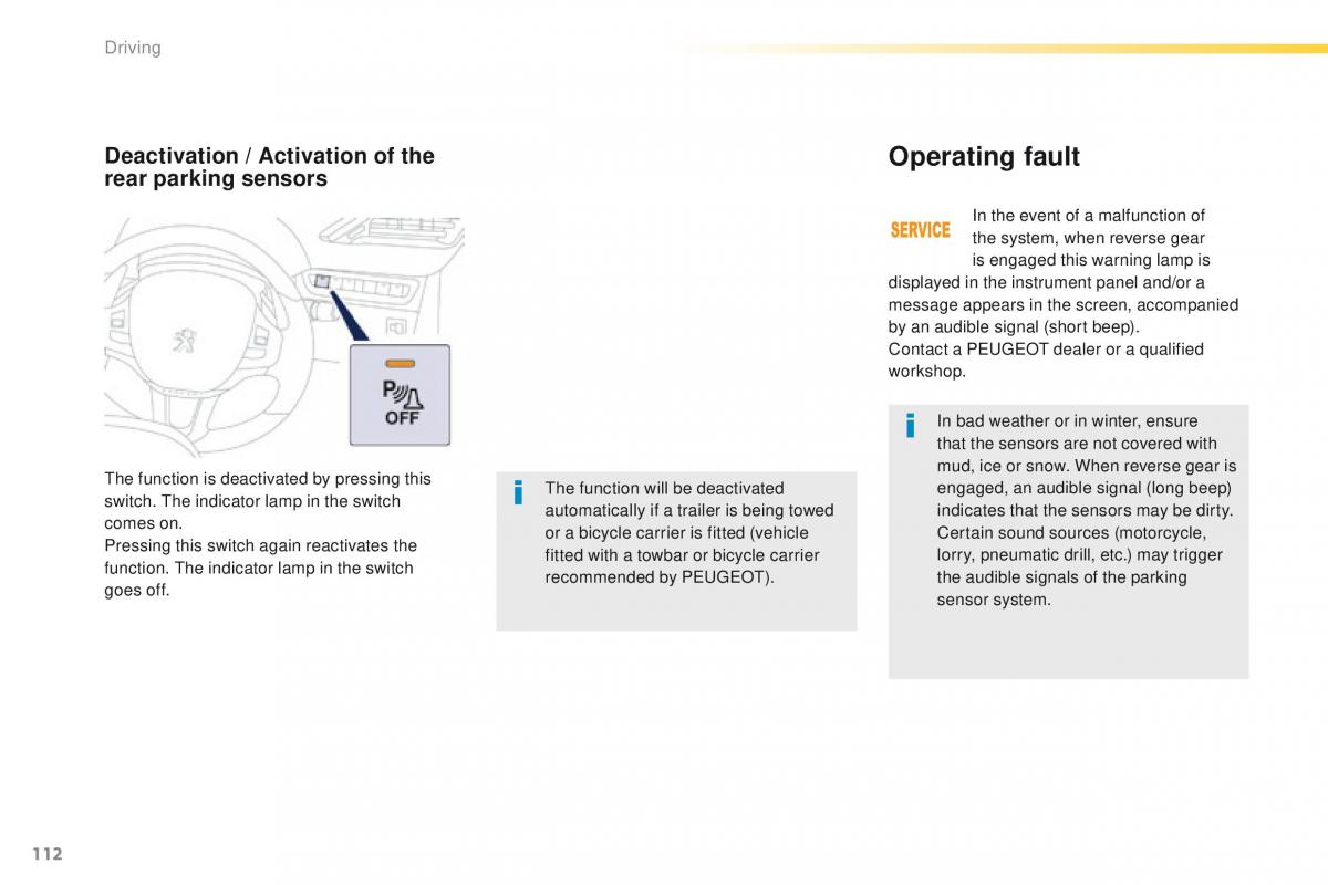 Peugeot 208 owners manual / page 114