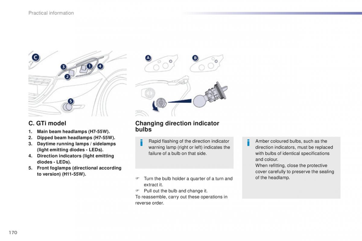 Peugeot 208 owners manual / page 172