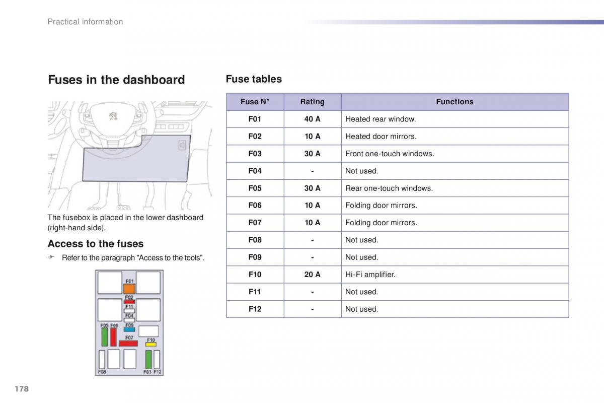 Peugeot 208 owners manual / page 180