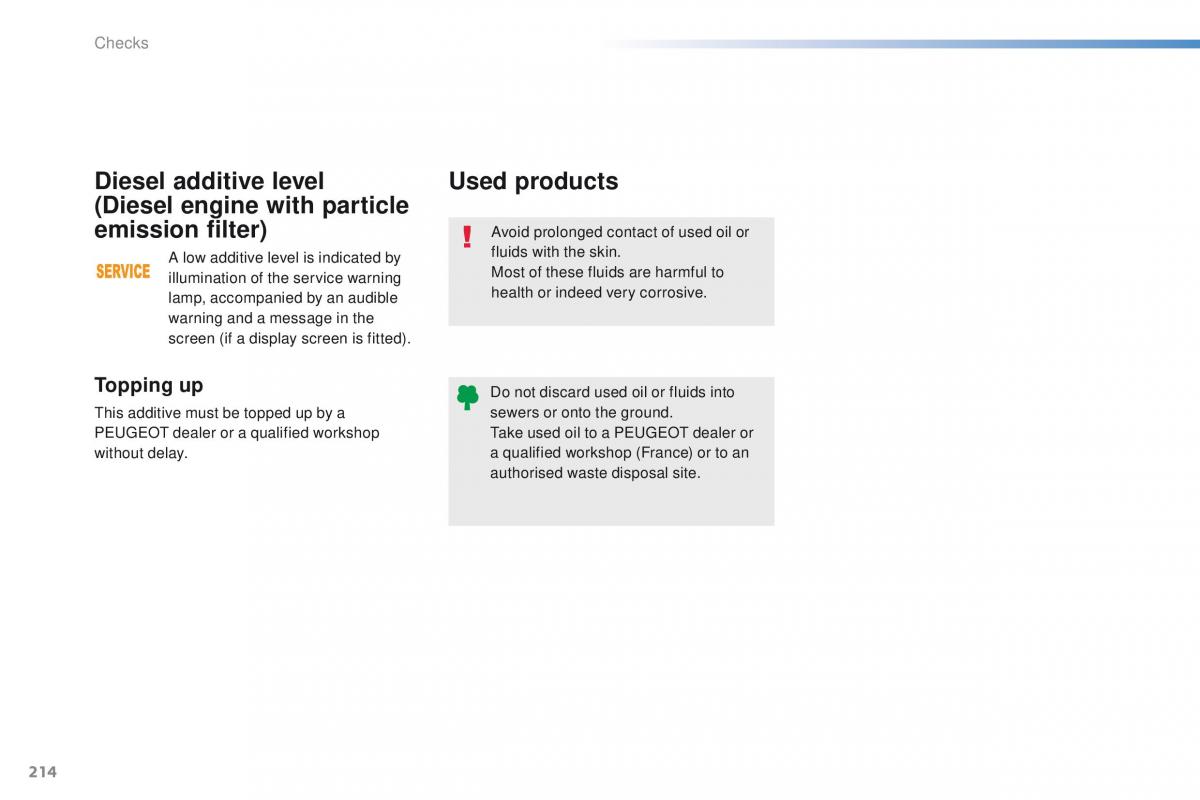 Peugeot 208 owners manual / page 216