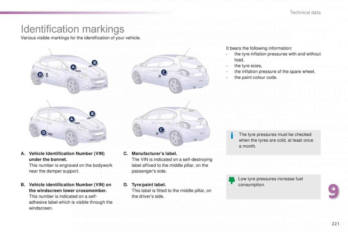 Peugeot 208 owners manual / page 223