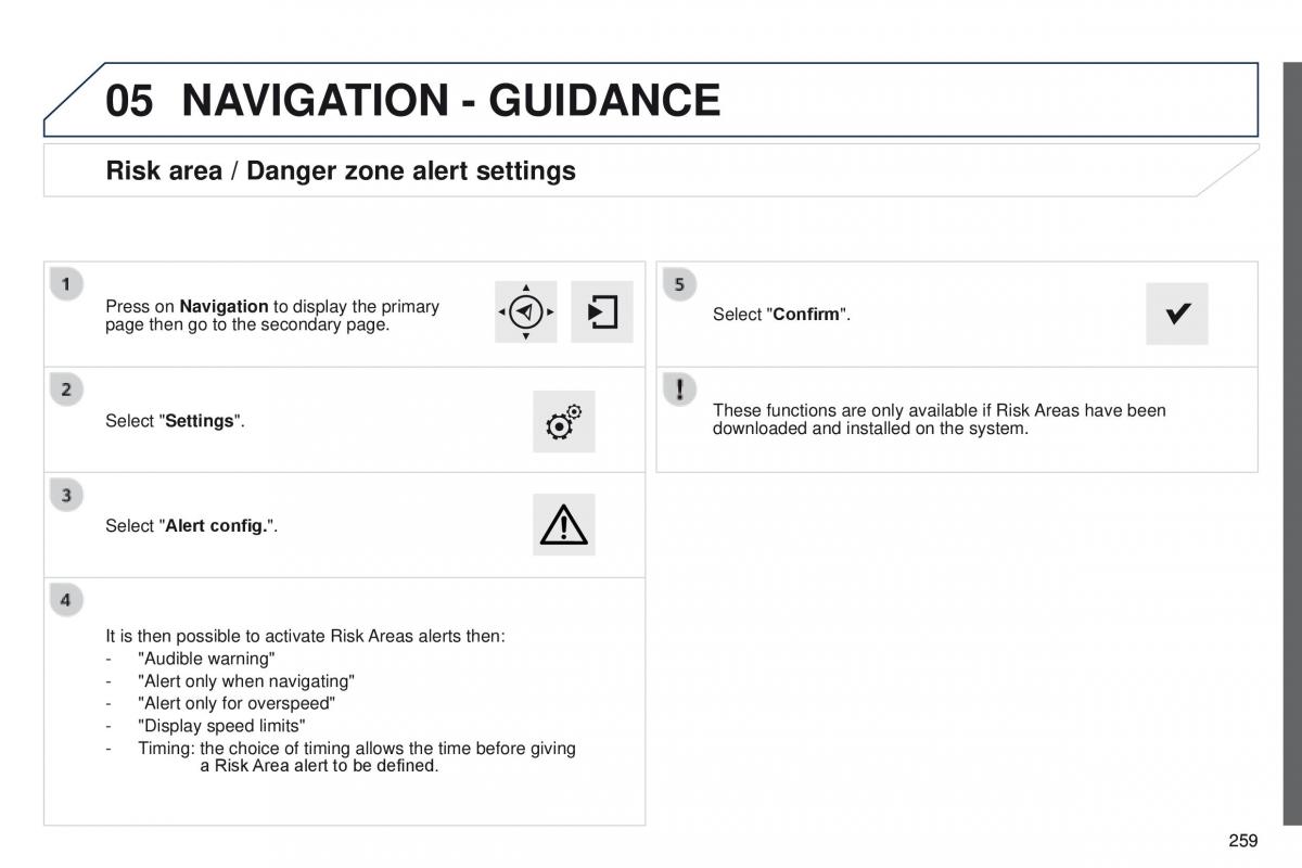 Peugeot 208 owners manual / page 261