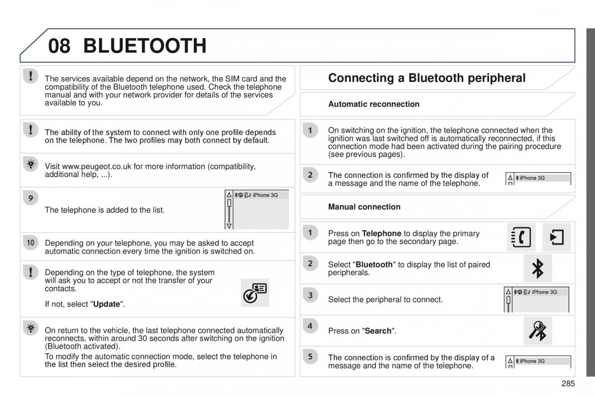 Peugeot 208 owners manual / page 287